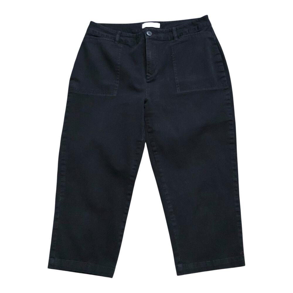 Coldwater Creek Natural Fit Pants Womens 8 Black Stretch Cotton Cropped Mid Rise